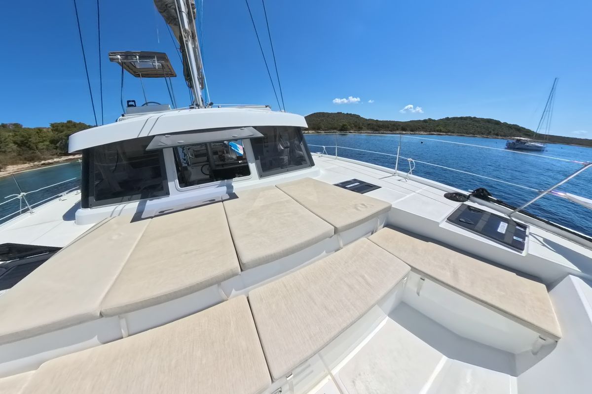Deck of Moje Sunce, a Bali Catspace catamaran at Općina Rogoznica, Croatia