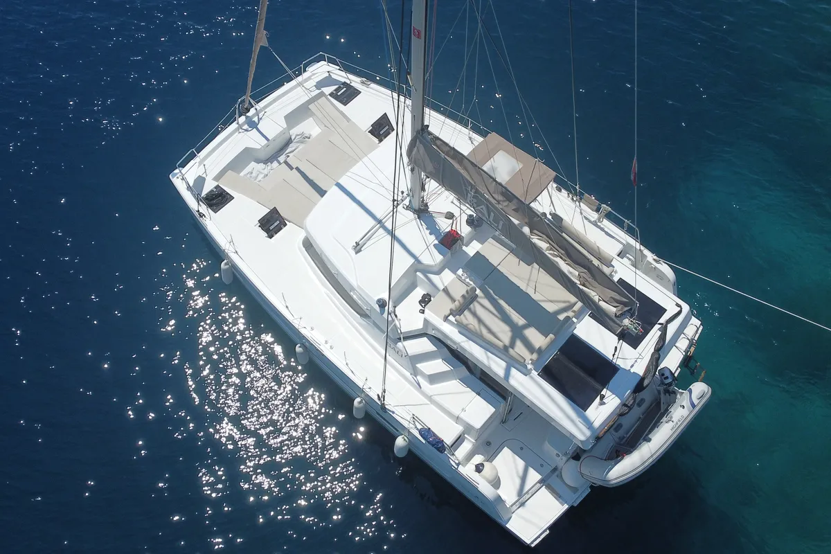 Exterior view of Moje Sunce, a Bali Catspace catamaran at Općina Rogoznica, Croatia
