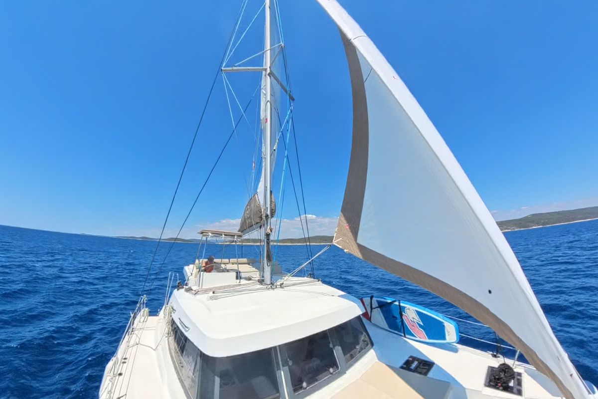 Deck of Moje Sunce, a Bali Catspace catamaran at Općina Rogoznica, Croatia