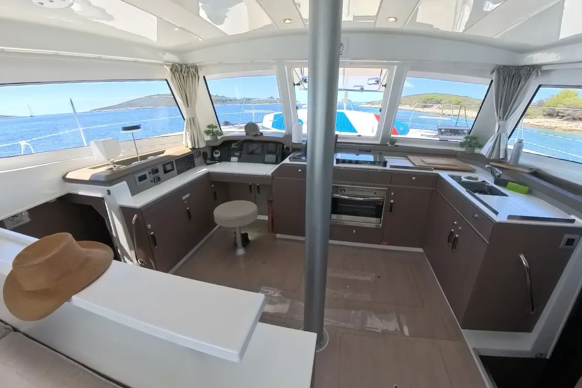 Salon of Moje Sunce, a Bali Catspace catamaran at Općina Rogoznica, Croatia
