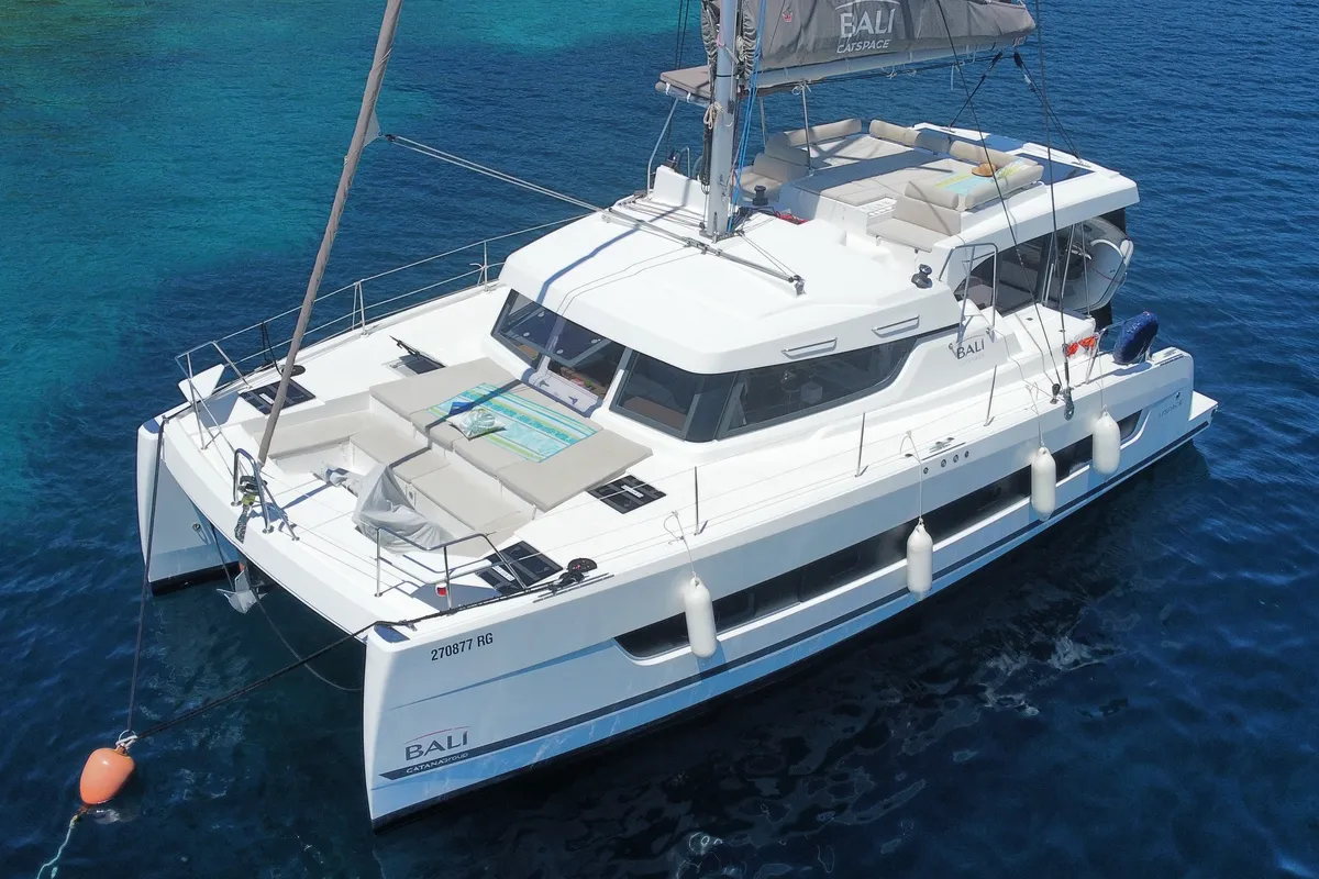 Exterior view of Moje Sunce, a Bali Catspace catamaran at Općina Rogoznica, Croatia