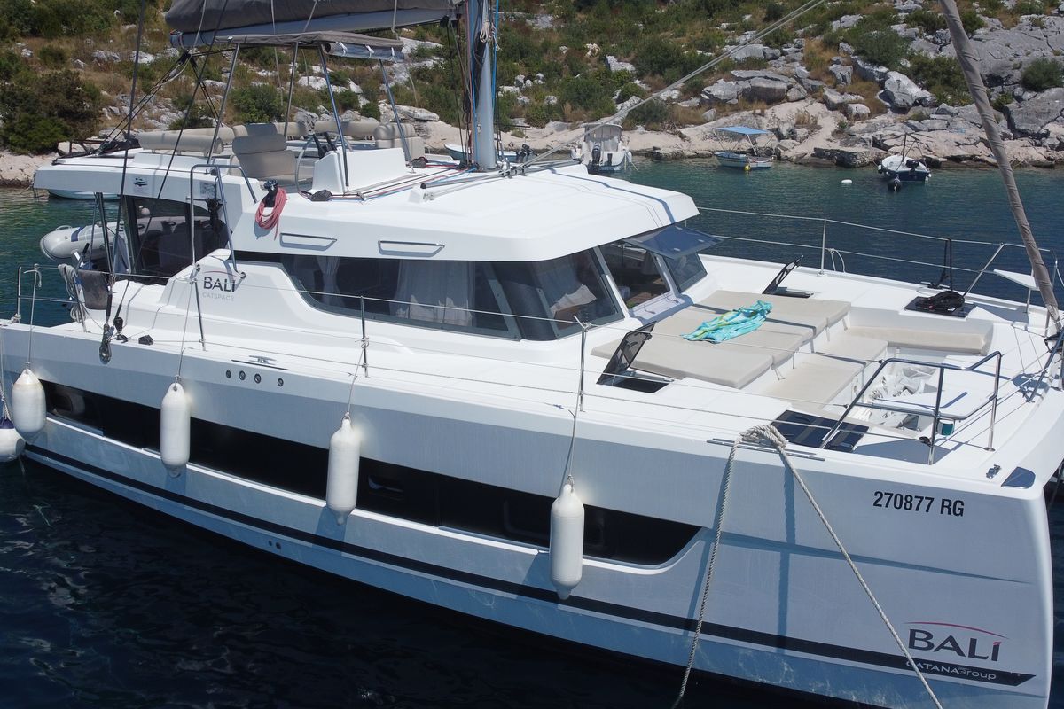 Exterior view of Moje Sunce, a Bali Catspace catamaran at Općina Rogoznica, Croatia