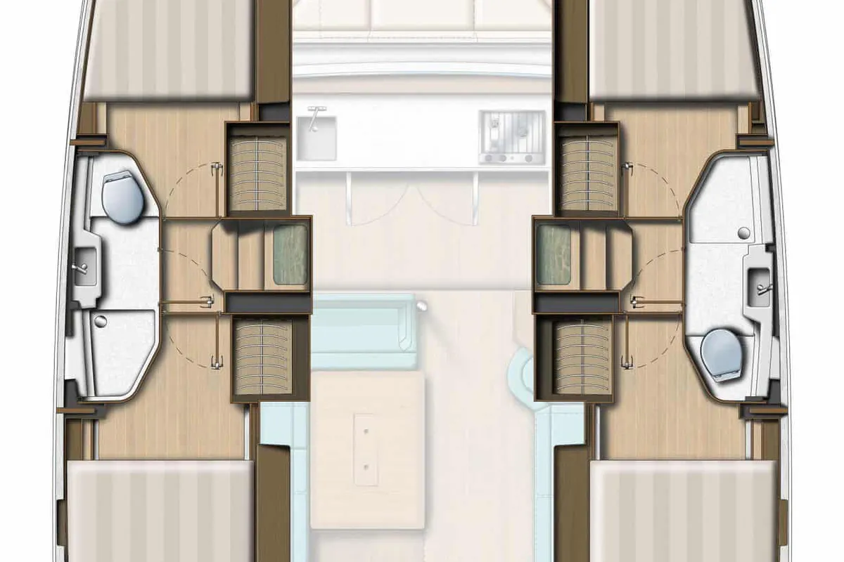 Floor plan of Mana, a Bali Catsmart catamaran at Plan-d'Aups-Sainte-Baume, France