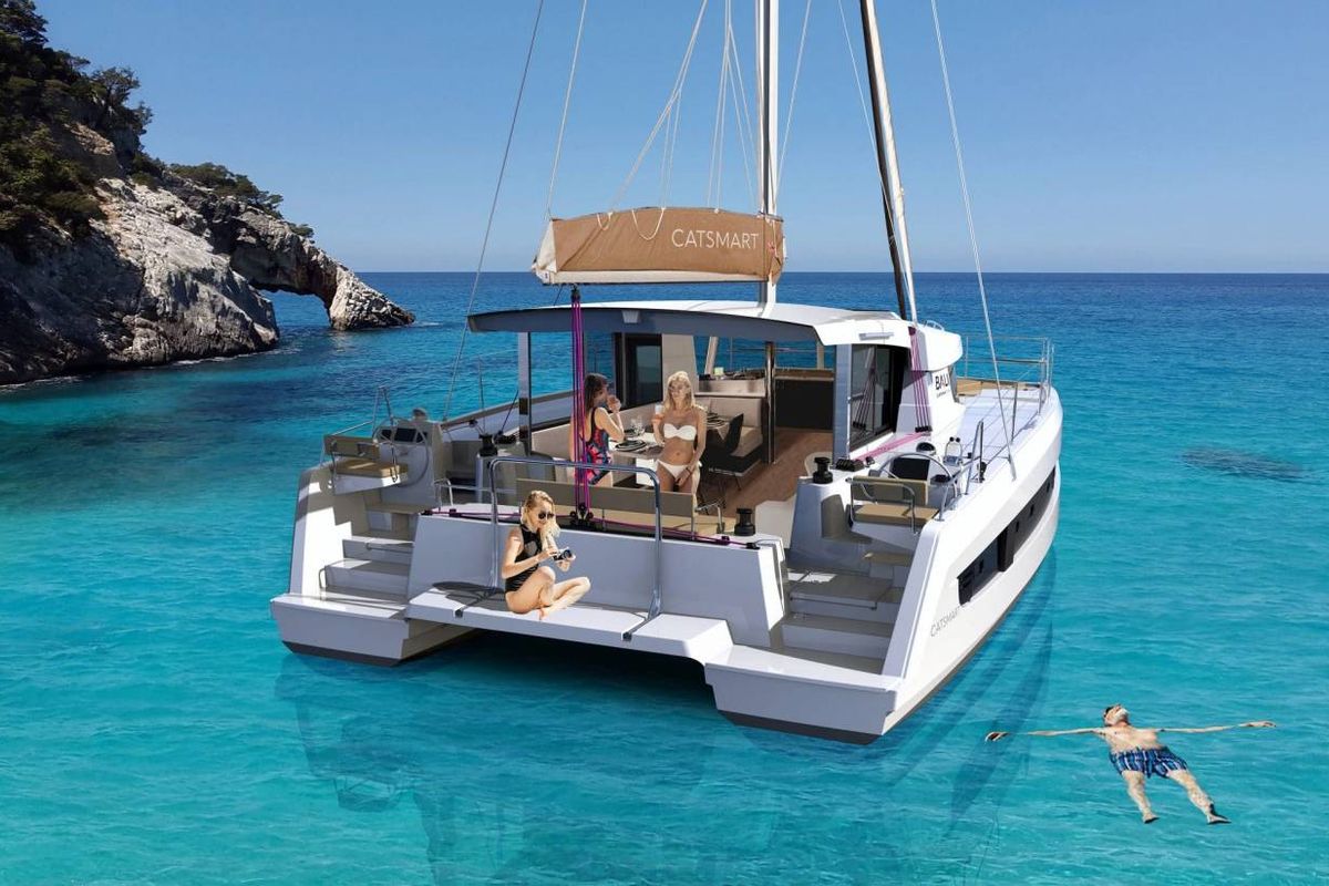 Deck of Mana, a Bali Catsmart catamaran at Plan-d'Aups-Sainte-Baume, France