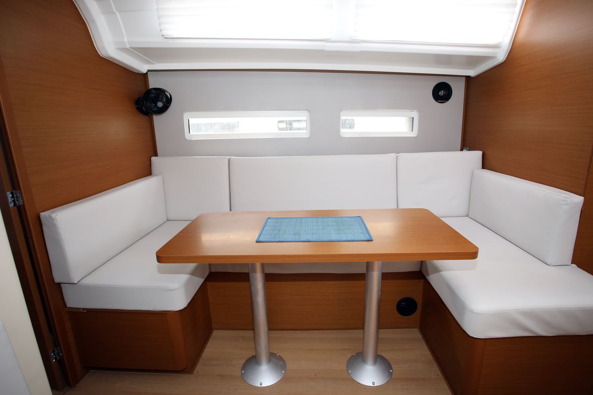 Salon of Deba, a Jeanneau Sun Odyssey 410 sailboat at Grad Pula, Croatia