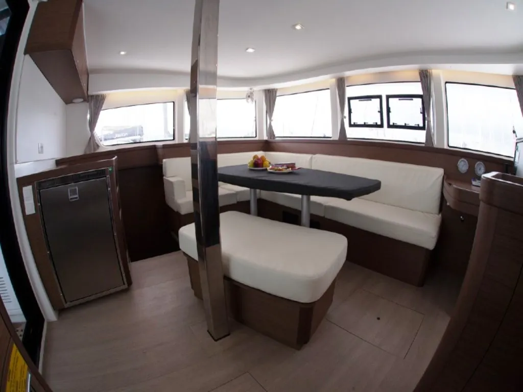 Salon of Stolos, a Lagoon 42 catamaran at Lavreotiki Municipal Unit, Greece