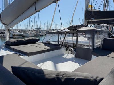 Deck of Yara, a Fountaine Pajot Elba 45 catamaran at Palma de Mallorca, Spain