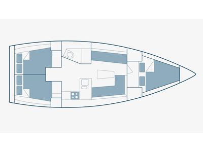 Floor plan of Iwona, a Bavaria 37 sailboat at Municipal Unit of Lefkada, Greece