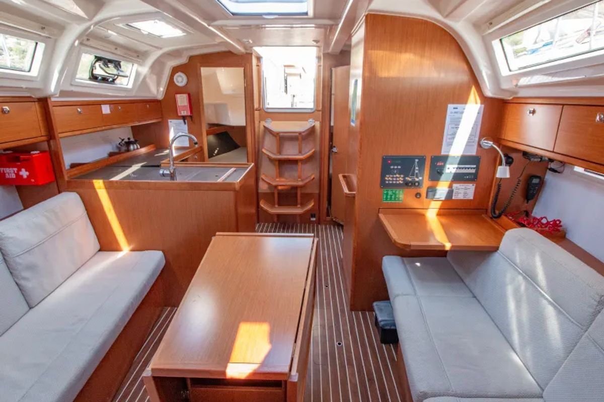Salon of Iwona, a Bavaria 37 sailboat at Municipal Unit of Lefkada, Greece