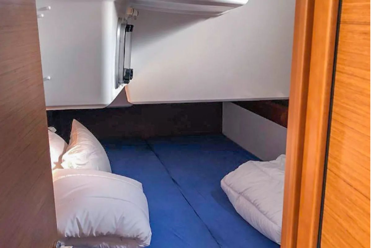 Cabin on Misty, a Jeanneau Sun Odyssey 519 sailboat at Municipal Unit of Palairos, Greece