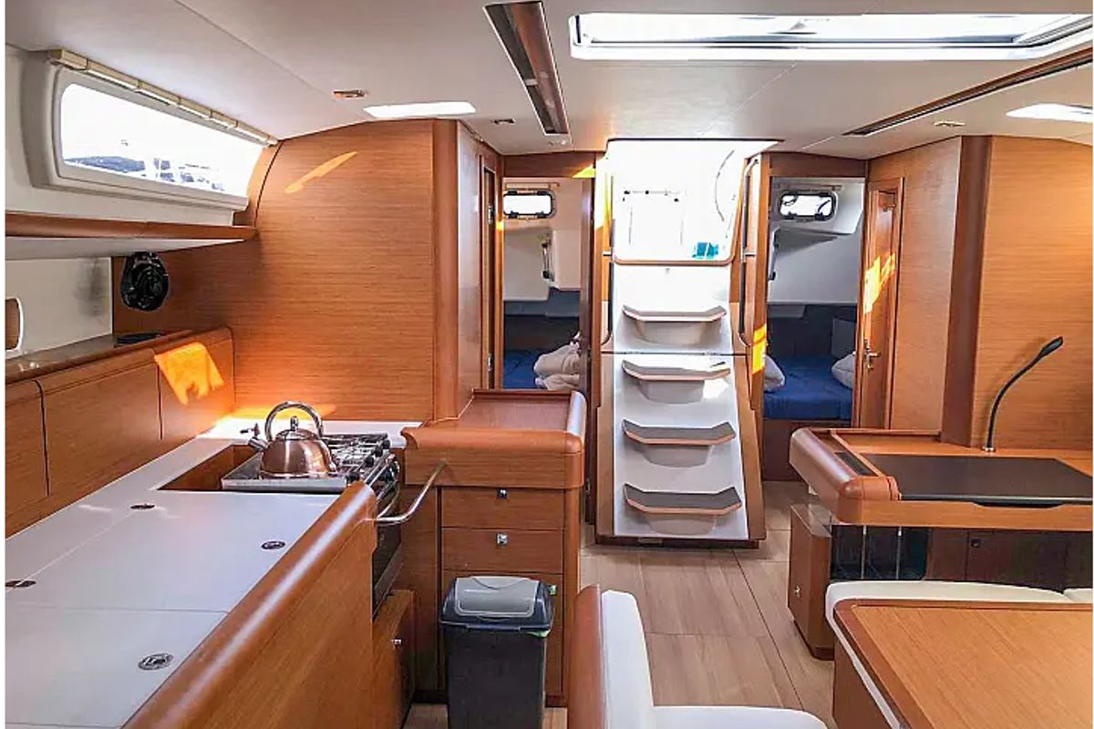 Galley of Misty, a Jeanneau Sun Odyssey 519 sailboat at Municipal Unit of Palairos, Greece