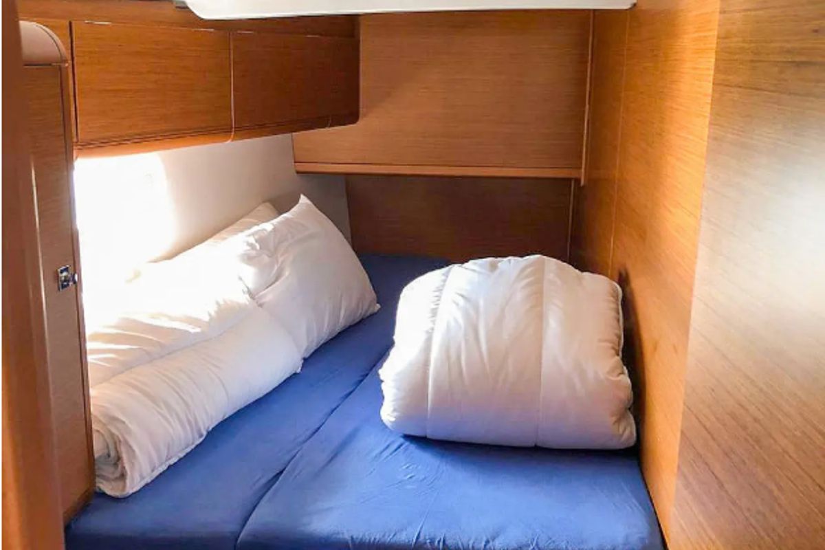 Cabin on Misty, a Jeanneau Sun Odyssey 519 sailboat at Municipal Unit of Palairos, Greece