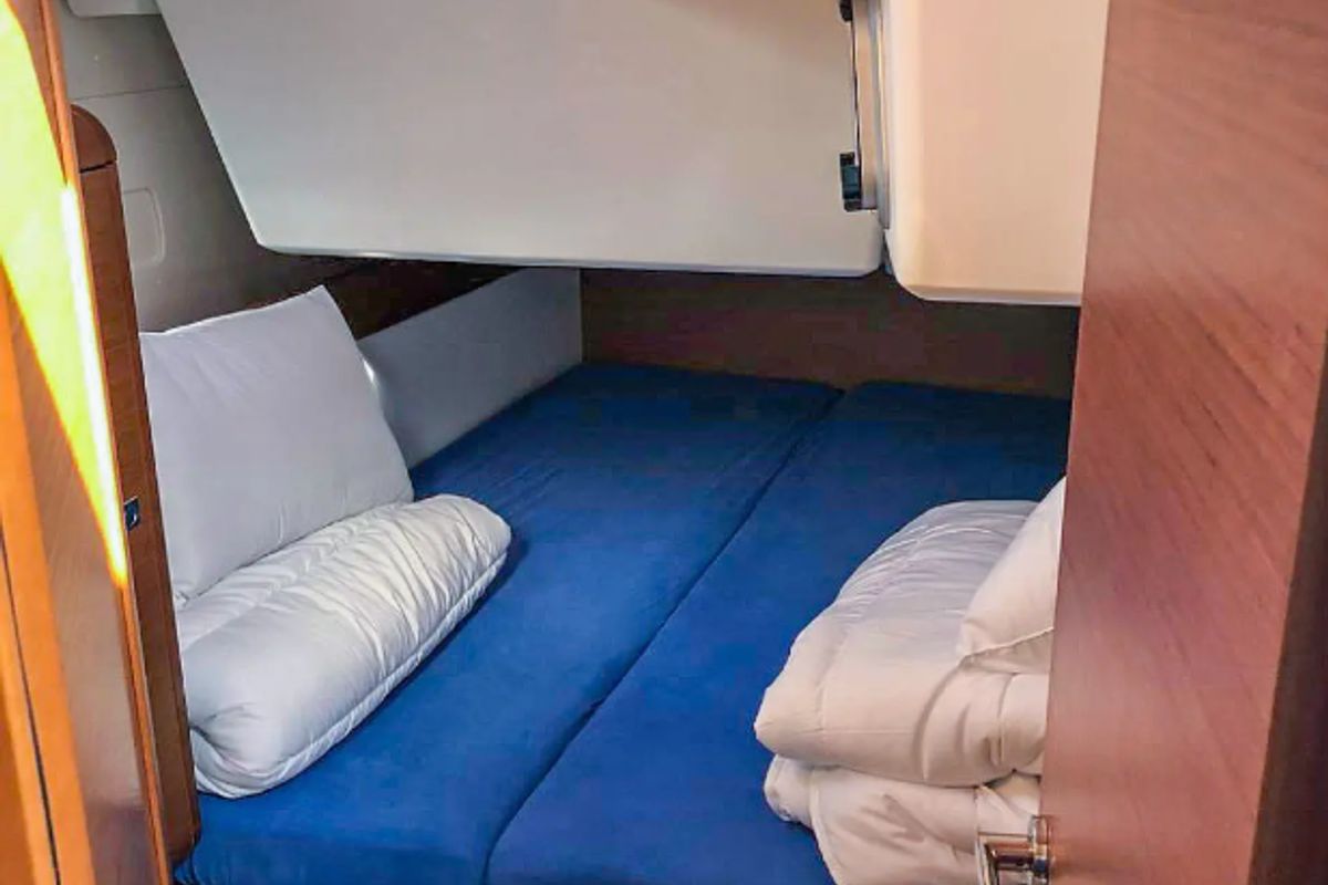 Cabin on Misty, a Jeanneau Sun Odyssey 519 sailboat at Municipal Unit of Palairos, Greece