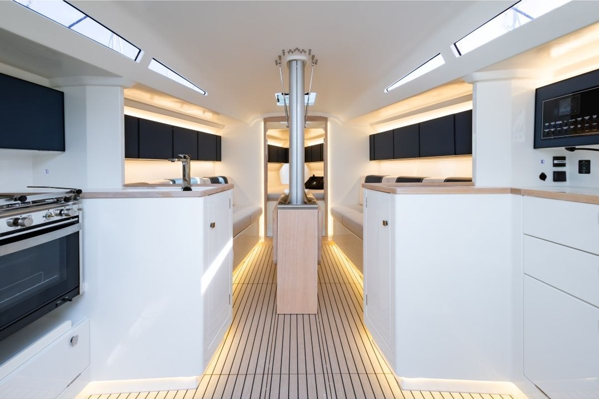 Galley of Susano'o, a Italia Yachts 11.98 sailboat at Piraeus, Greece