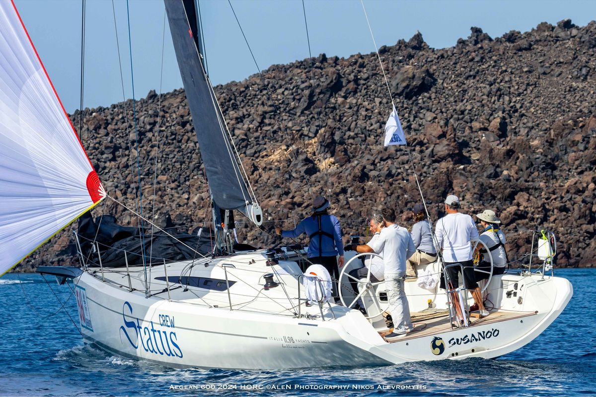 Exterior view of Susano'o, a Italia Yachts 11.98 sailboat at Piraeus, Greece