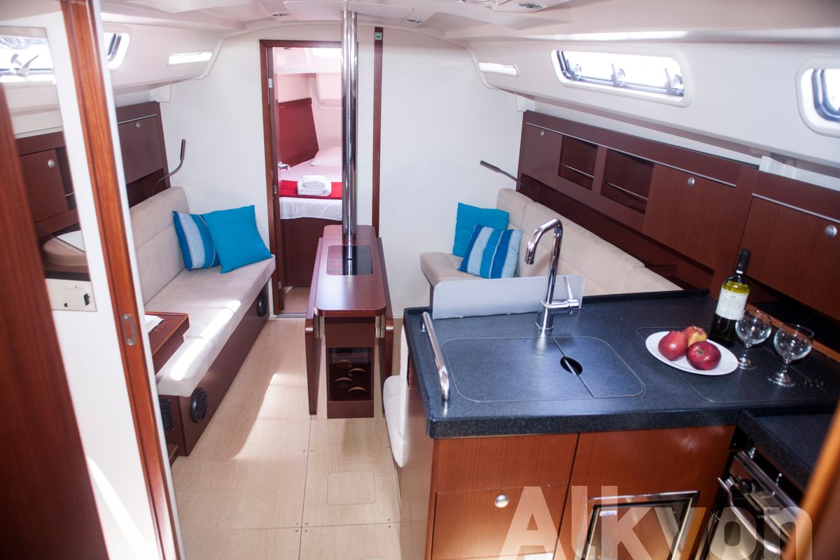 Salon of Magnifique, a Hanse Yachts Hanse 345 sailboat at Municipal Unit of Lefkada, Greece