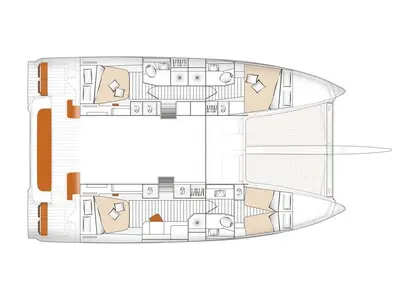 Floor plan of Sakura 2, a Excess 14 catamaran at Papeete, France