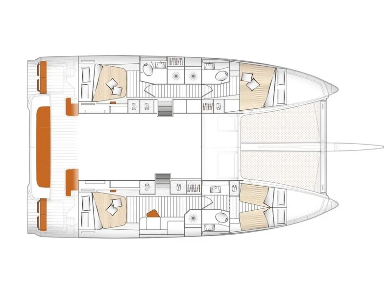 Floor plan of Sakura 2, a Excess 14 catamaran at Papeete, France