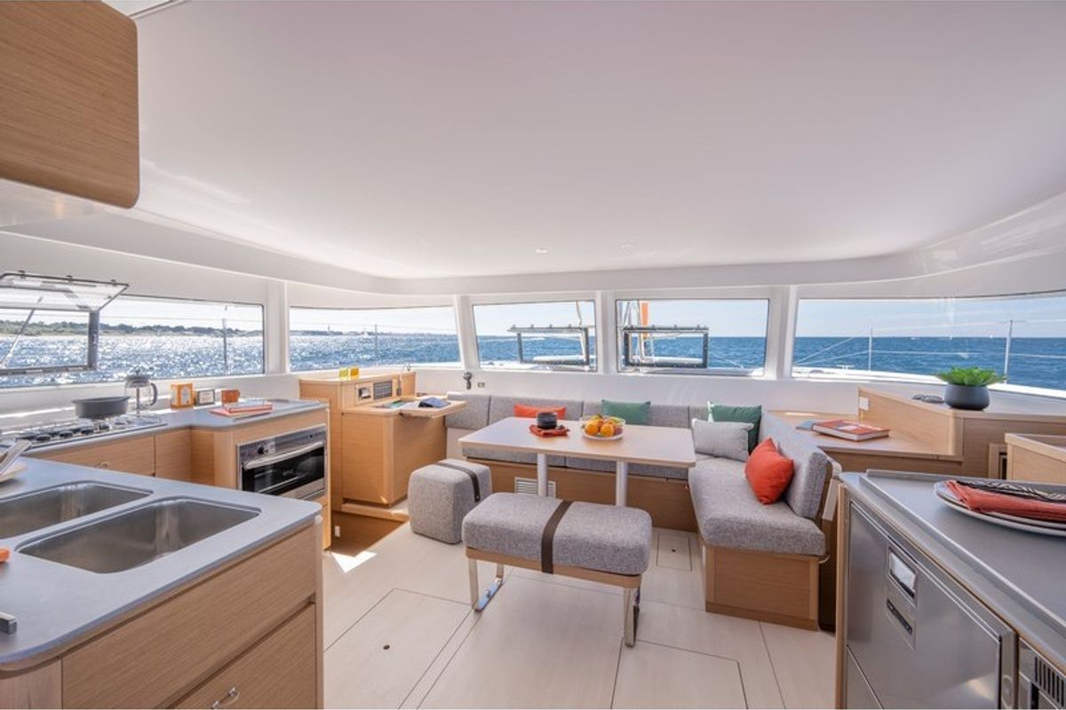Salon of Sakura 2, a Excess 14 catamaran at Papeete, France