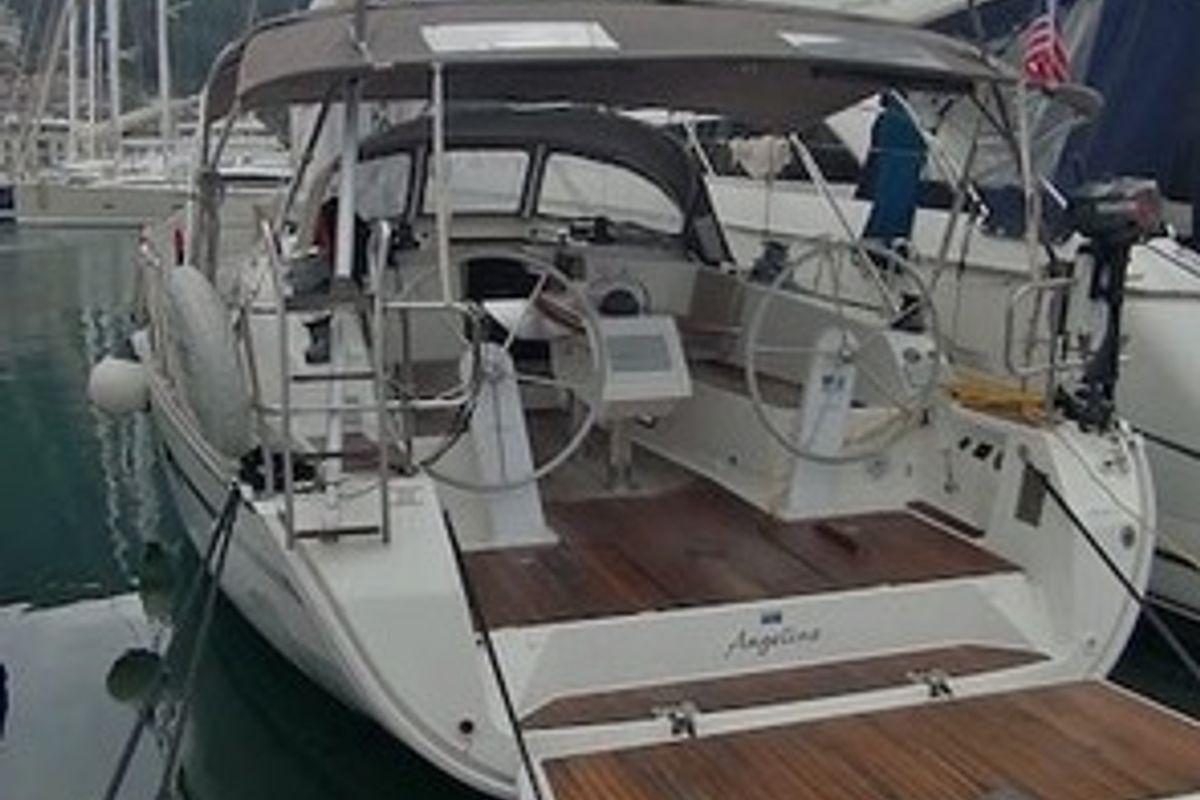 Salon of Angelina, a Bavaria Cruiser 41 sailboat at Fethiye, Turkey