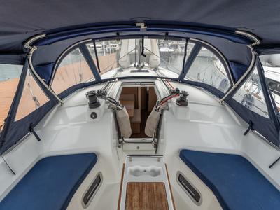 Deck of Scilla - Comfort line, a Beneteau Oceanis 37.1 sailboat at Salerno, Italy