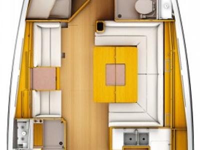 Floor plan of Genesis, a Jeanneau Sun Odyssey 449 sailboat at Athens, Greece