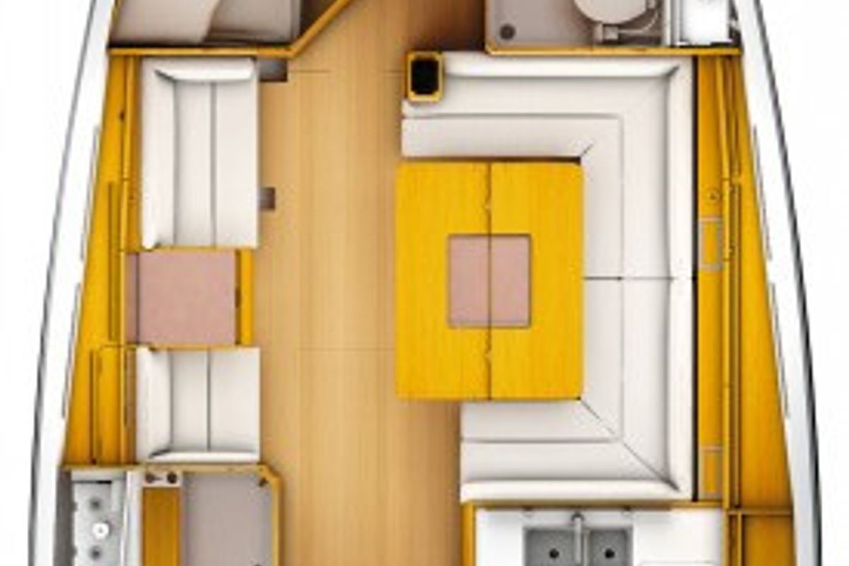 Floor plan of Genesis, a Jeanneau Sun Odyssey 449 sailboat at Athens, Greece