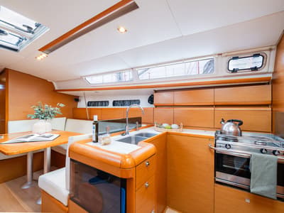 Galley of Aliki, a Jeanneau Sun Odyssey 439 sailboat at Preveza, Greece