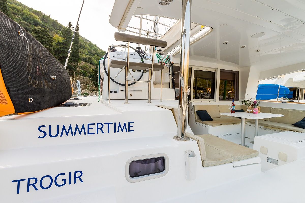 Deck of Summertime, a Lagoon 400 S2 catamaran at Split, Croatia