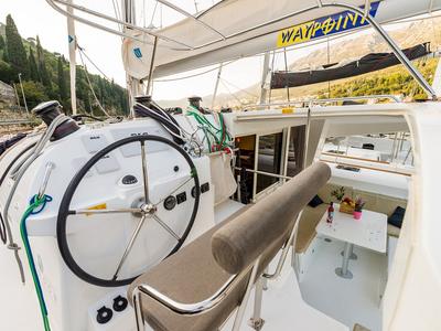 Cockpit of Summertime, a Lagoon 400 S2 catamaran at Split, Croatia