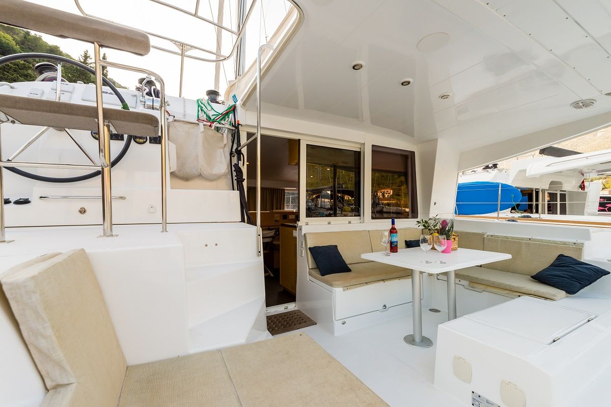 Deck of Summertime, a Lagoon 400 S2 catamaran at Split, Croatia