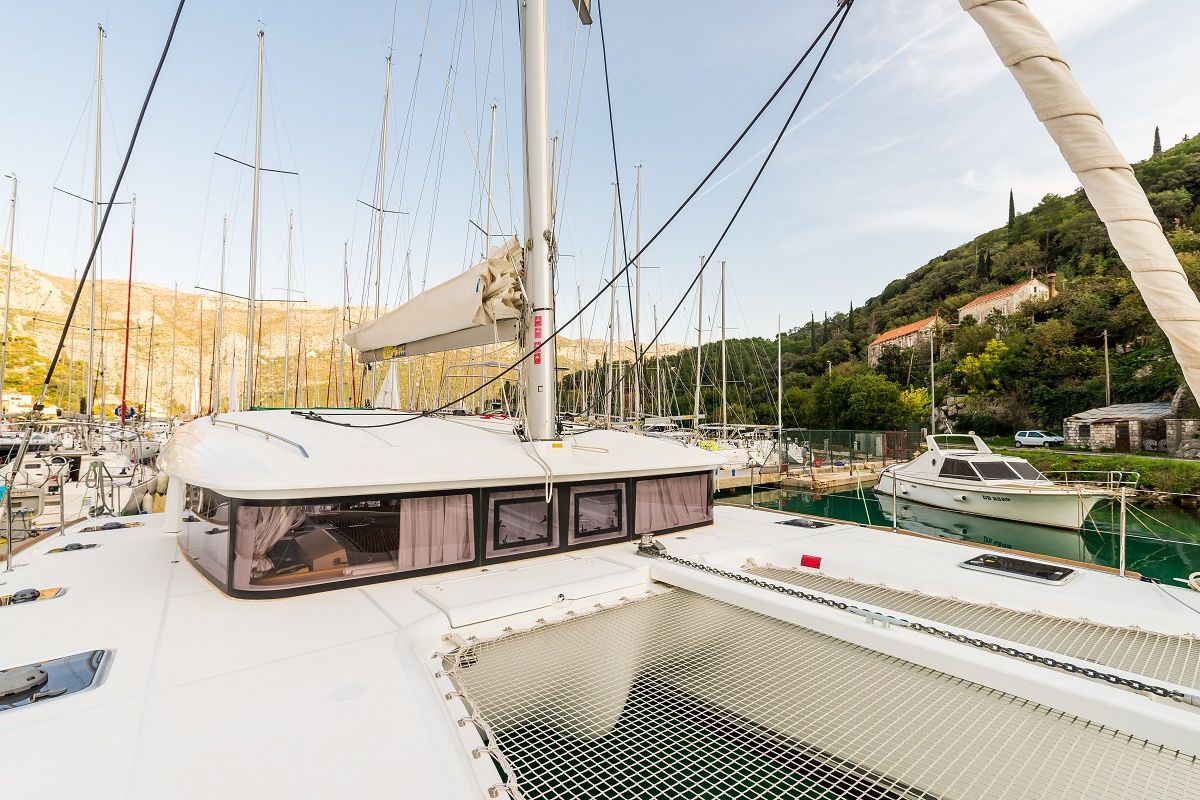 Deck of Summertime, a Lagoon 400 S2 catamaran at Split, Croatia