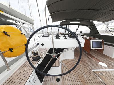 Cockpit of Stargate, a Dufour 470 sailboat at Općina Sukošan, Croatia