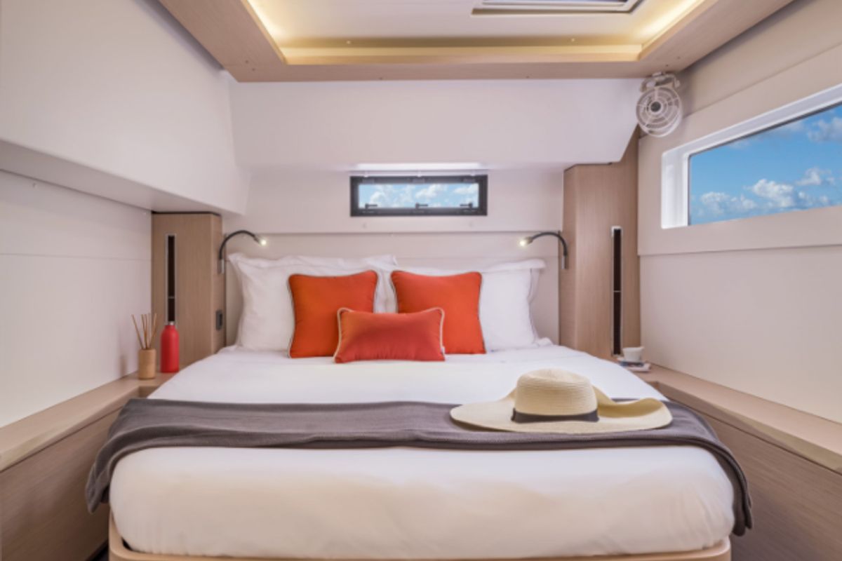 Cabin on SunDay, a Lagoon 46 catamaran at Thira Municipal Unit, Greece