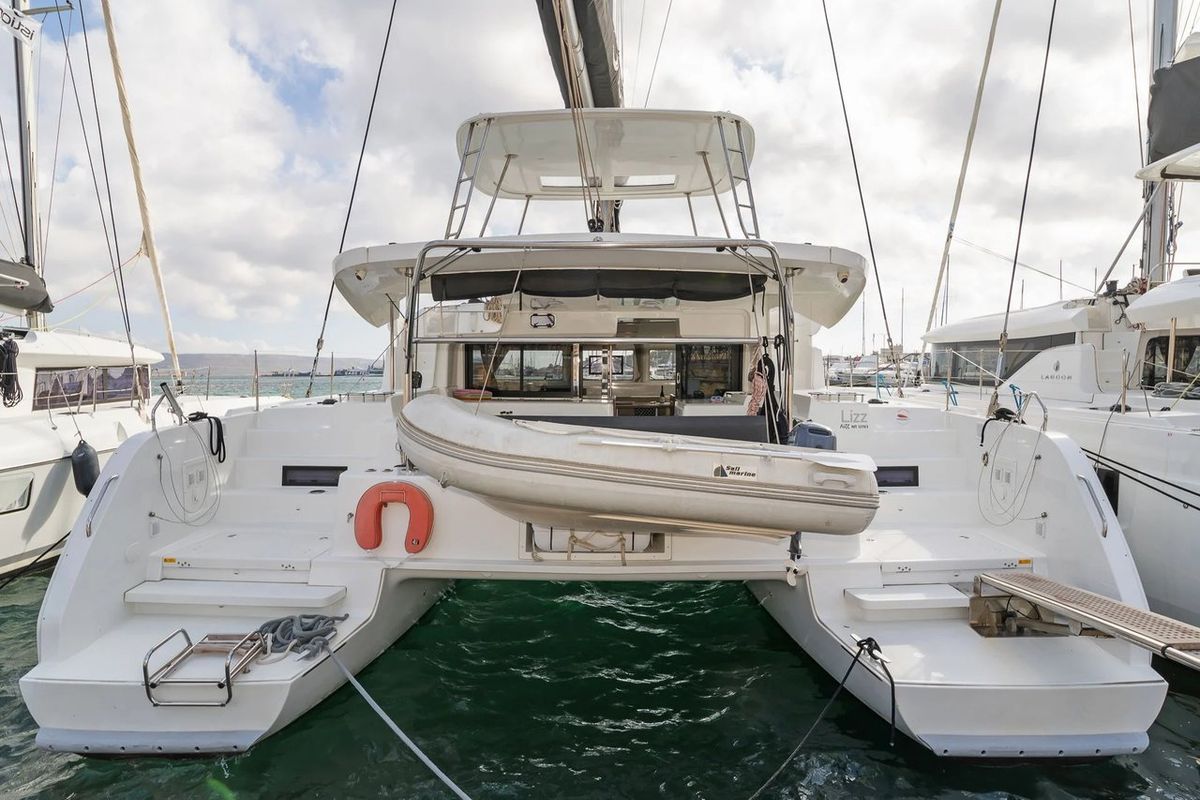 Exterior view of Lizz, a Lagoon 46 catamaran at Municipal Unit of Ellomenos, Greece