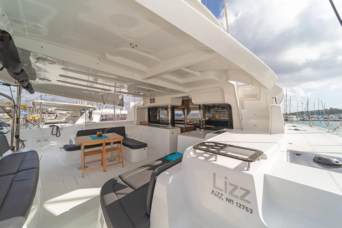 Deck of Lizz, a Lagoon 46 catamaran at Municipal Unit of Ellomenos, Greece