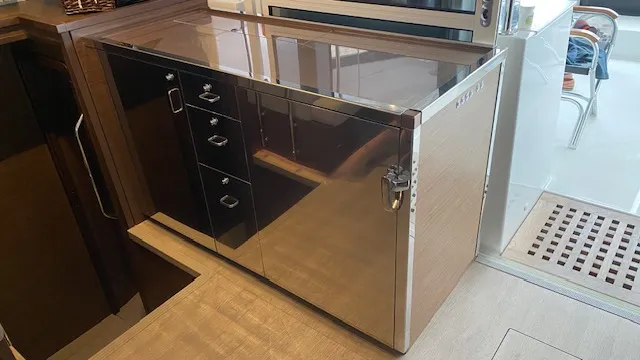 Galley of Buena Suerte, a Lagoon 450 Fly catamaran at Athens, Greece