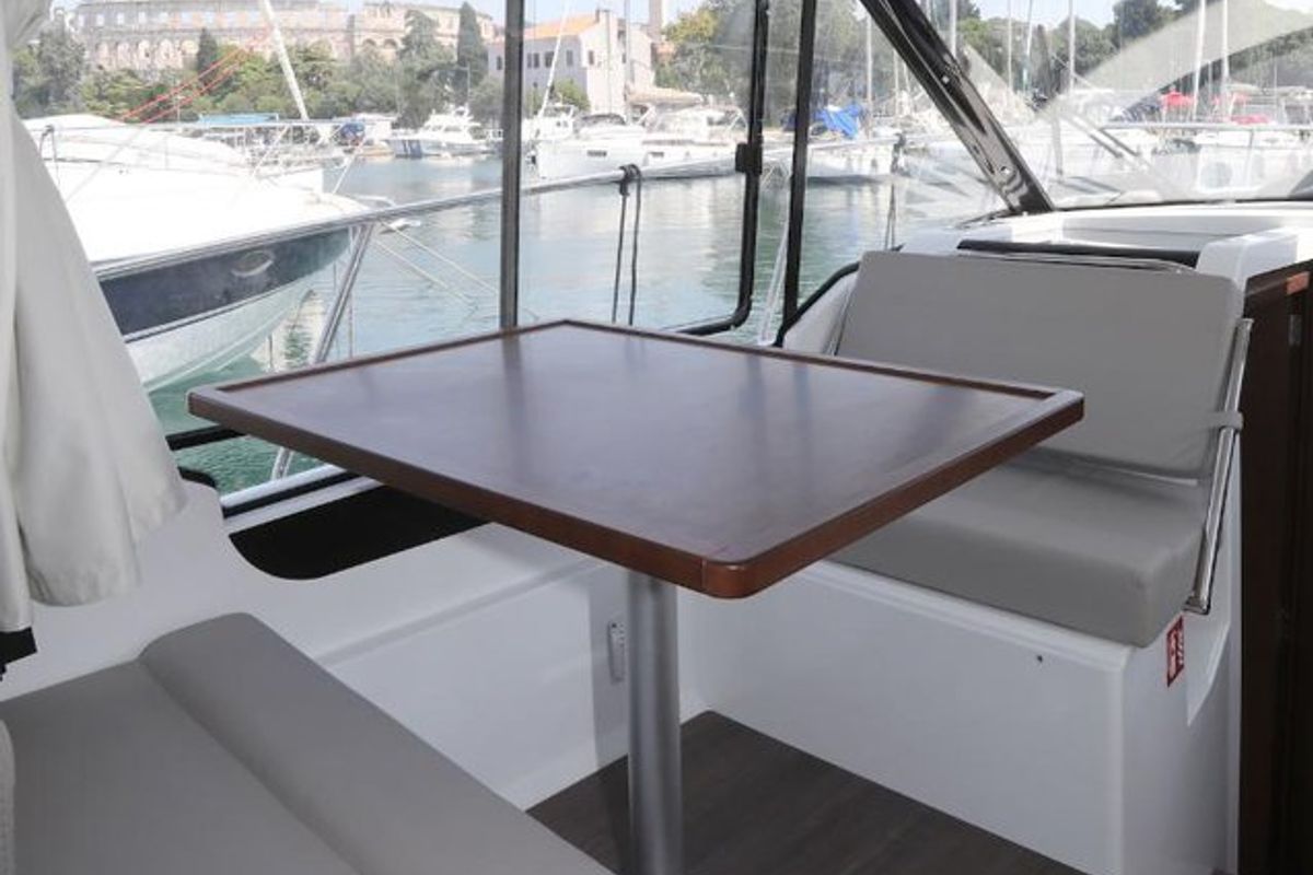 Salon of Wind, a Jeanneau Merry Fisher 895 motorboat at Dubrovnik, Croatia