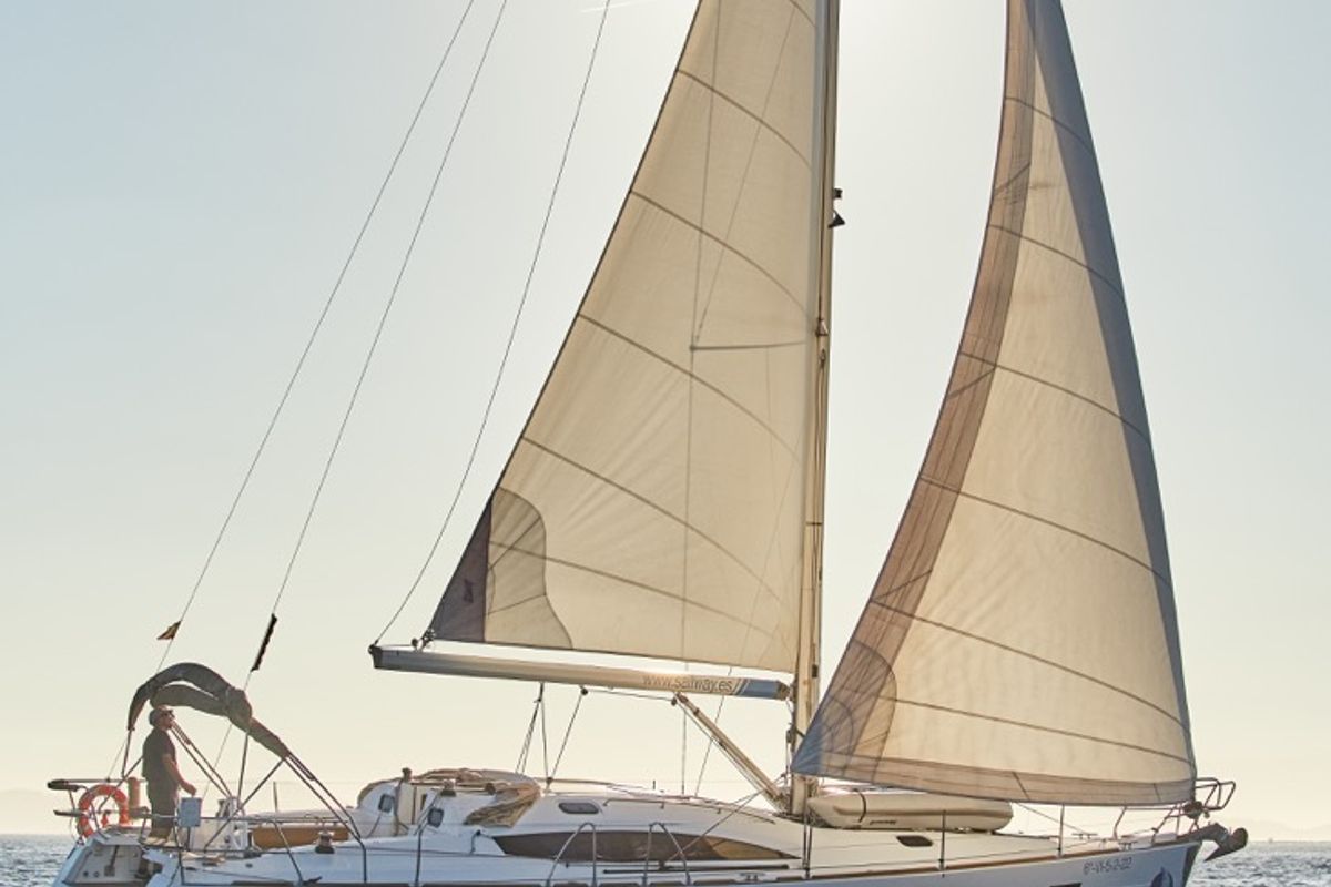 Exterior view of Alcamaro, a Elan Impression 45 sailboat at Vigo, Spain
