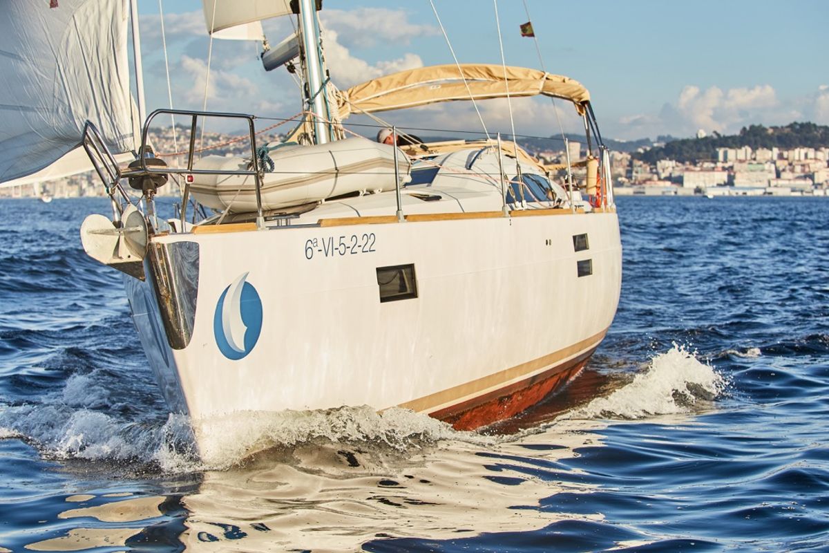Exterior view of Alcamaro, a Elan Impression 45 sailboat at Vigo, Spain