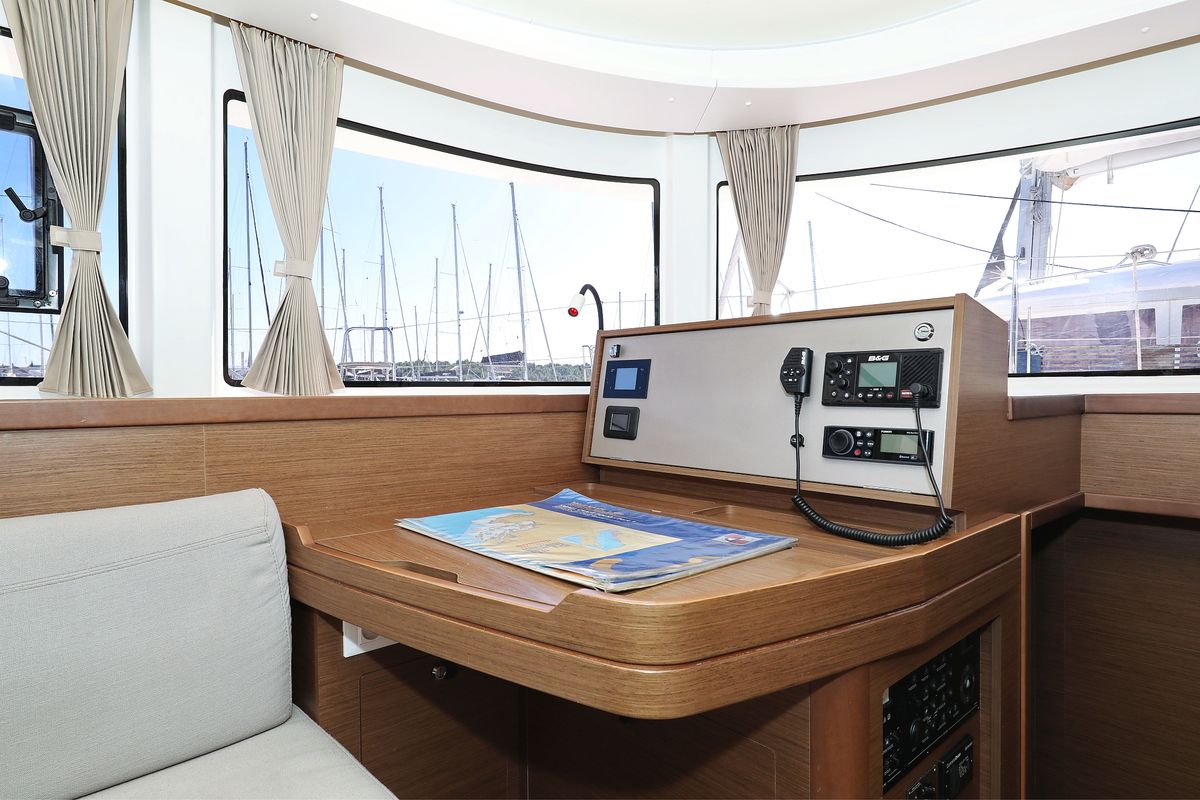 Salon of Media Luna, a Lagoon 42 catamaran at Općina Sveti Filip i Jakov, Croatia