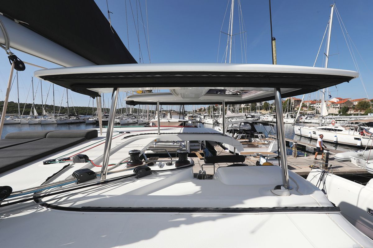 Deck of Media Luna, a Lagoon 42 catamaran at Općina Sveti Filip i Jakov, Croatia