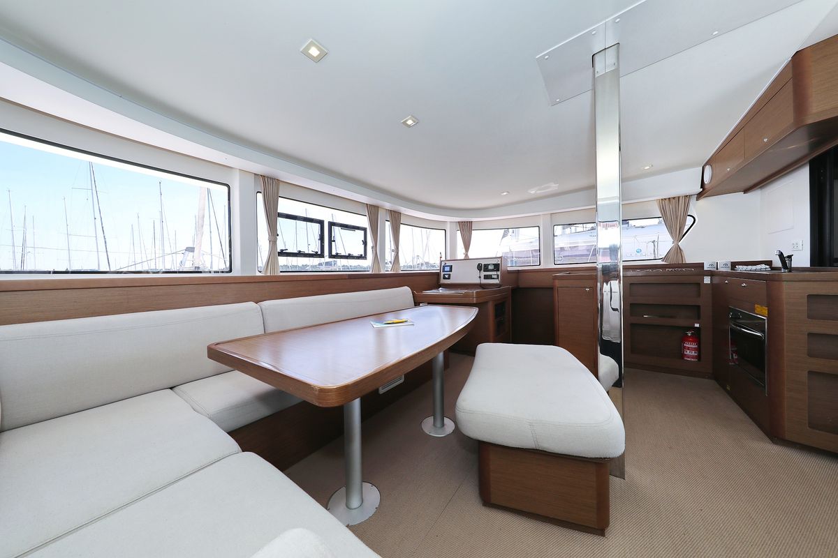 Salon of Media Luna, a Lagoon 42 catamaran at Općina Sveti Filip i Jakov, Croatia