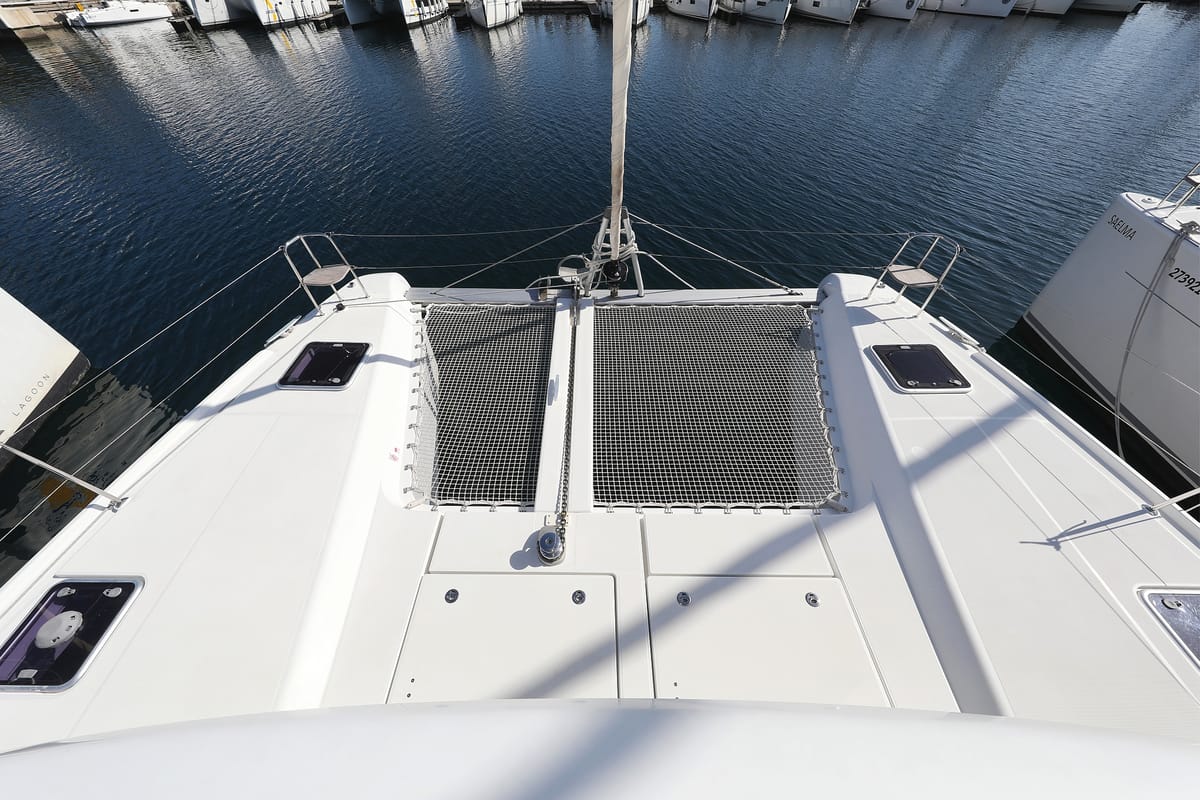 Deck of Media Luna, a Lagoon 42 catamaran at Općina Sveti Filip i Jakov, Croatia