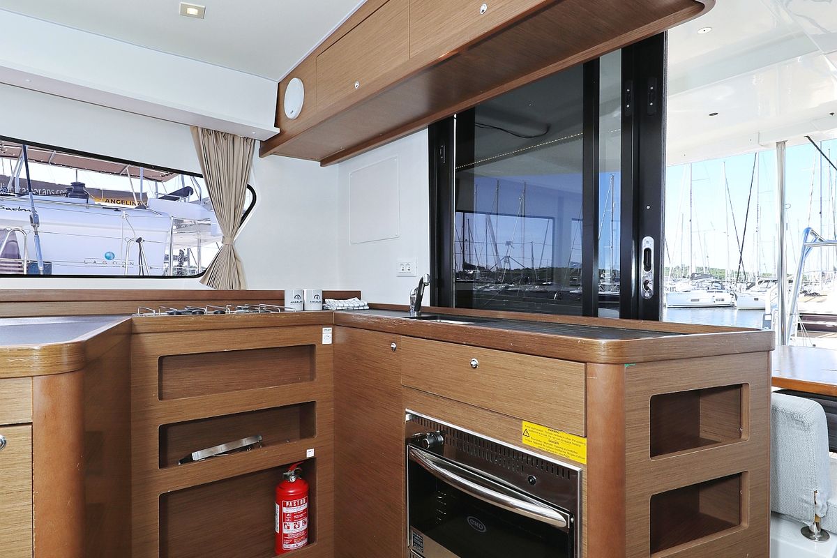 Galley of Media Luna, a Lagoon 42 catamaran at Općina Sveti Filip i Jakov, Croatia