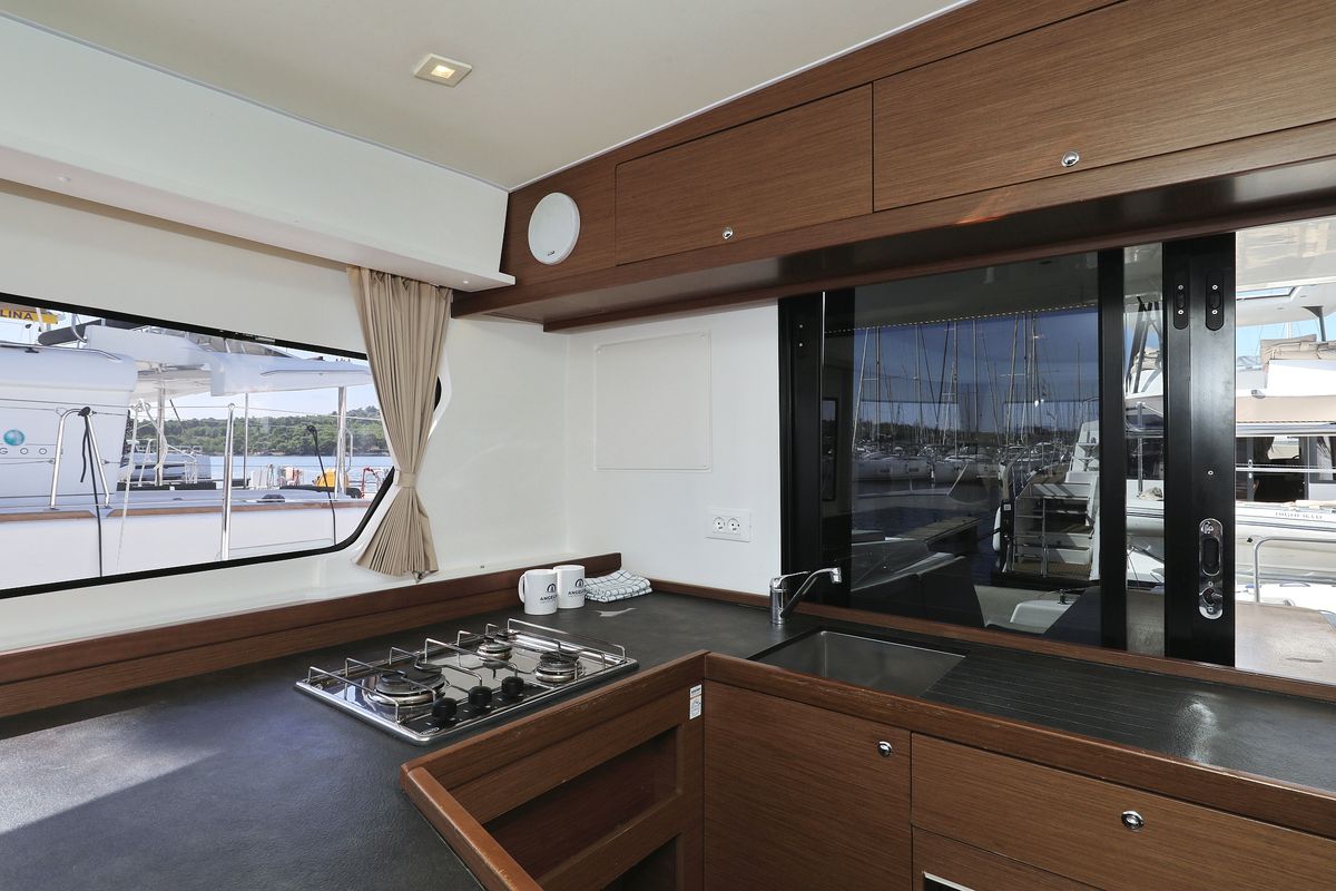 Galley of Media Luna, a Lagoon 42 catamaran at Općina Sveti Filip i Jakov, Croatia