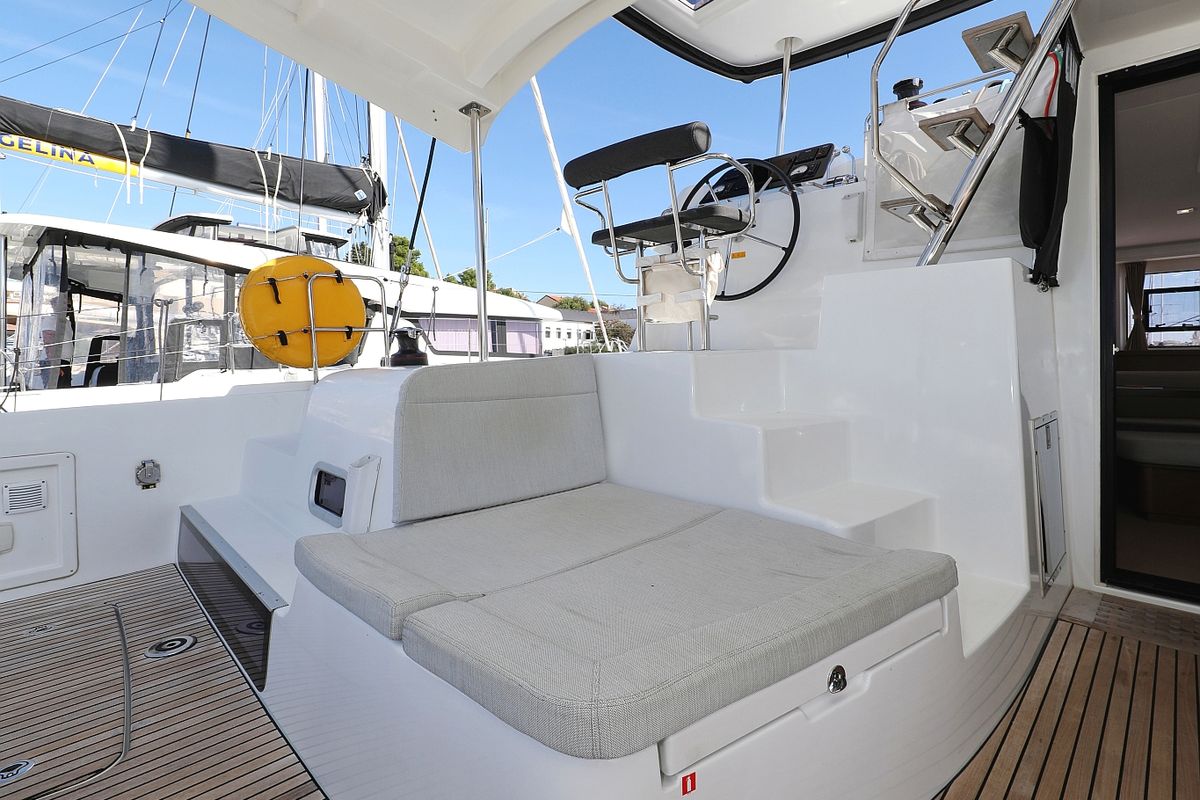 Deck of Media Luna, a Lagoon 42 catamaran at Općina Sveti Filip i Jakov, Croatia
