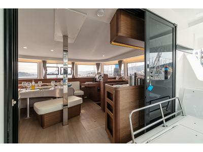 Salon of Verne, a Lagoon 42 catamaran at Baiona, Spain