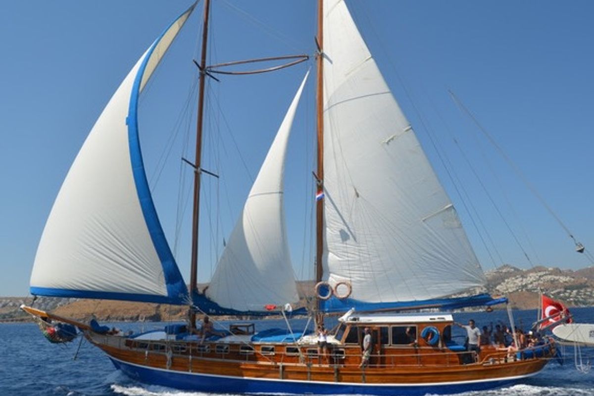 Exterior view of Musandira II, a Gulet Gulet gulet at Bodrum, Turkey