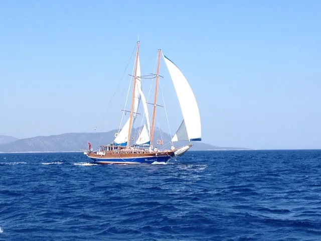 Exterior view of Musandira II, a Gulet Gulet gulet at Bodrum, Turkey